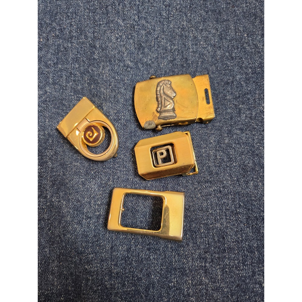 Vintage Lot of 4 Brass & Gold Belt Buckles - As-Is Fair Condition